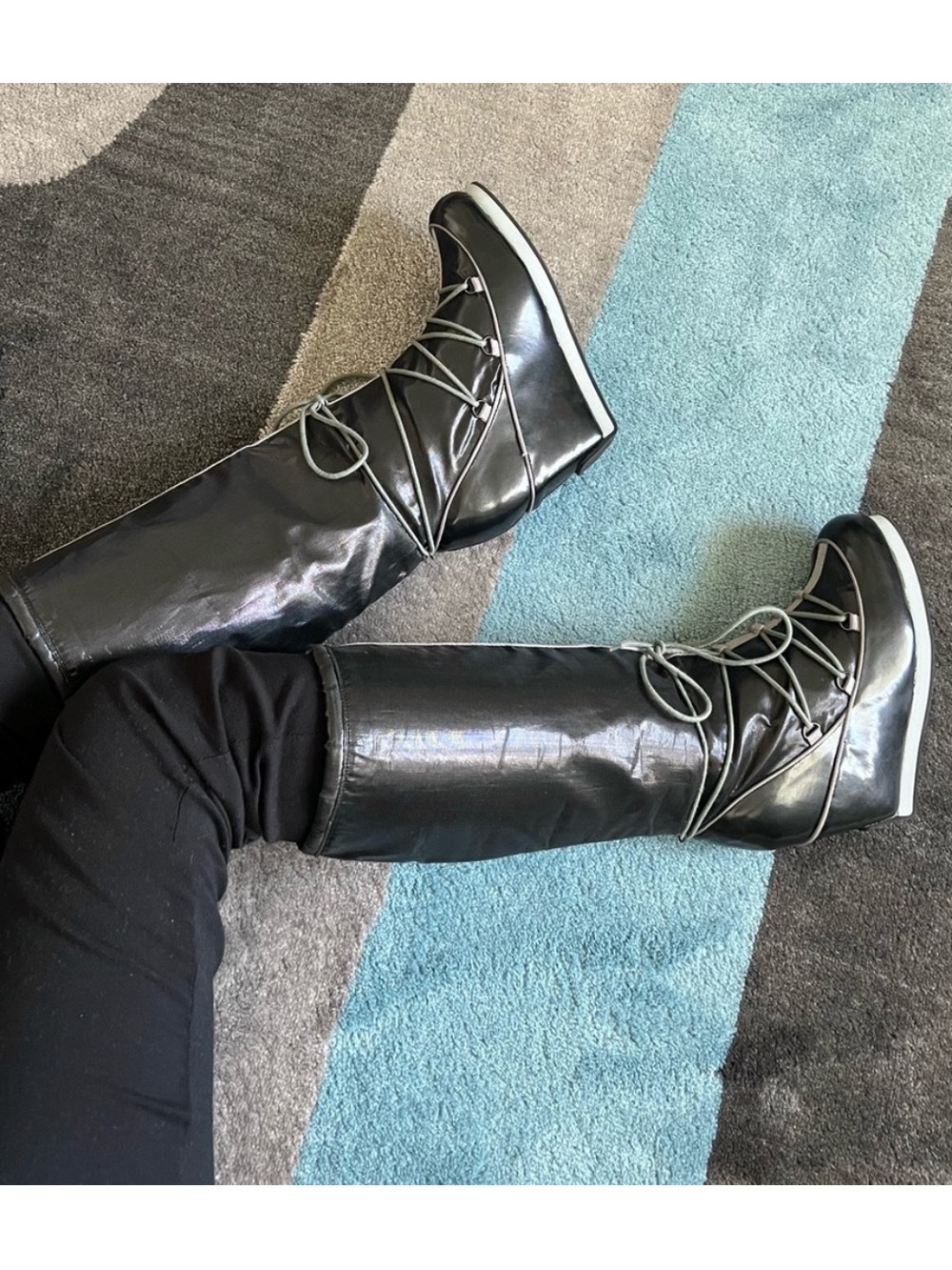 Colin Stuart Metallic Black Wedge Boots